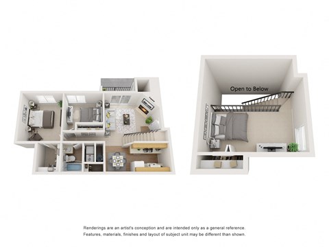 Floor plan for 2 beds, 1 bath, 1058 sqft